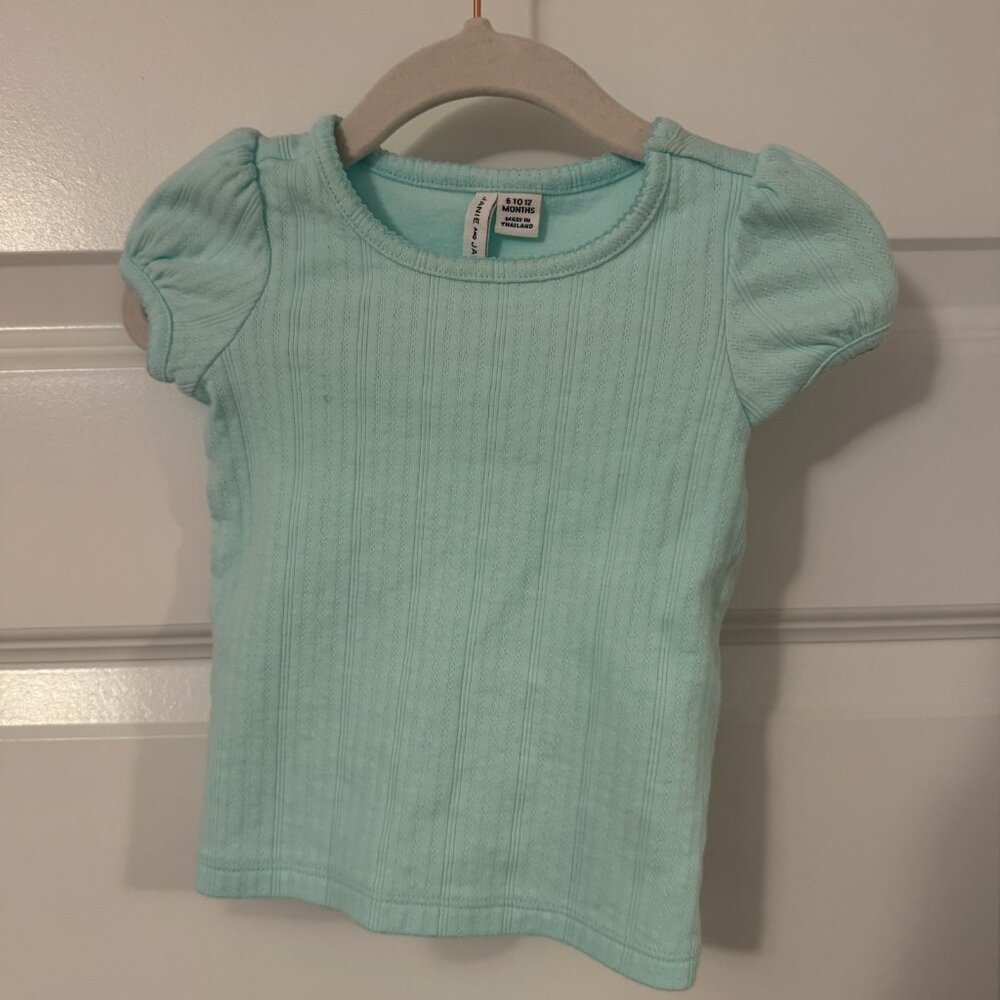 Teal Janie and Jack cap sleeve ribbed t-shirt